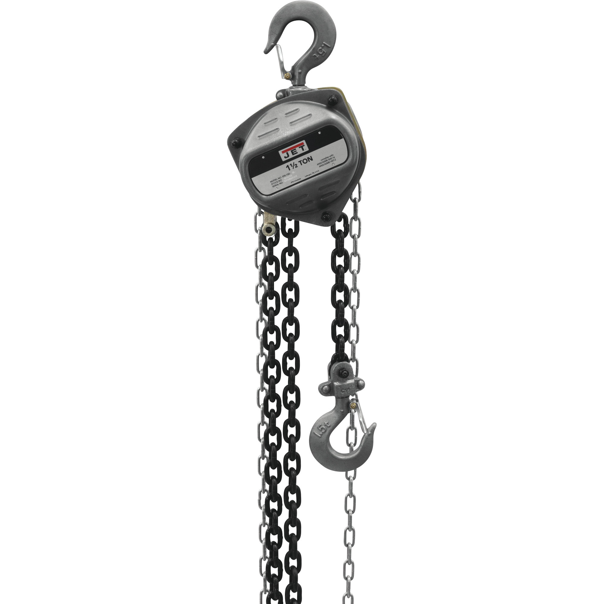 JET Manual Chain Hoist — 1 1/2Ton Lift Capacity, 30ft. Lift, Model